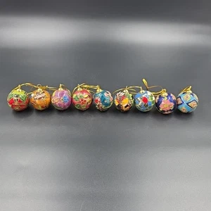 9 Vintage Cloisonne Weihnachtsschmuck Emaille Kugeln - Bild 1 von 19