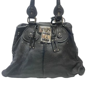 CHLOE Paddington Hand Bag tote bag Leather Padlock Black shoulder bag Auth - Picture 1 of 24