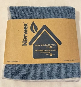 Paquete de 3 paños corporales y faciales Norwex, microfibra con ribete BACLOCK azul gris nuevo 🎁 - Imagen 1 de 5