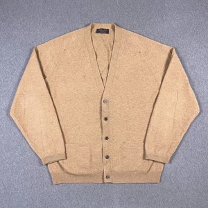 VTG Brooks Brothers Sweater Mens XL Brown Lambswool Cardigan Knit in England - Picture 1 of 13