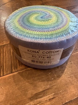 Paleta Jelly Roll Kona Algodón Sirena Orillas Sólidos Azul Verde Tela Enrollable Foto 1 de 4