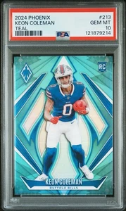 2024 Panini Phoenix Keon Coleman RC Teal Prizm Rookie SSP PSA 10 #’ed /28 Pop 1 - Bild 1 von 2