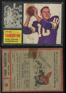 1962 Topps #90 Fran Tarkenton RC Minnesota Vikings HOF Univ. della Georgia POVERA - Foto 1 di 1