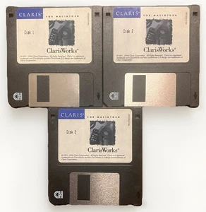 ClarisWorks 2.0 | Macintosh | 3.5” Floppy Disk Complete Set (Disk 1-3, 1994) Vtg - Picture 1 of 8