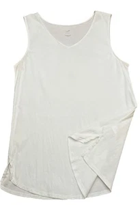 Camiseta sin mangas túnica Jill Perfect Pima sin mangas cuello en V blanca talla mediana - Imagen 1 de 6