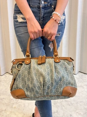 GUCCI Sukey Handbag 2way Denim GG Canvas with Leather Trim Blue - Image 1 of 4