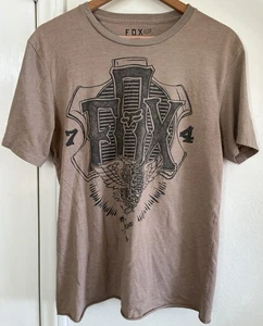 Fox Racing T-Shirt Uomo M Tan Slim Fit Manica Corta Tessuto Premium Maglietta Marrone - Foto 1 di 4