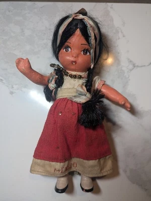 Vintage Jointed Arms/Legs 8” Composition Mexico Doll Hispanic Latino 1930's-40's - Image 1 of 4