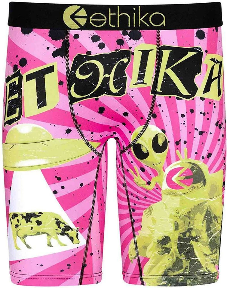 Ethika the Staple Pink Alien Cow Astronaut Screen Print Splash Boxer Men's NEW * - Image 1 of 1