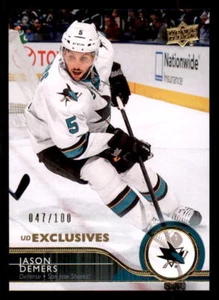 2014-15 Upper Deck Exclusives #156 Jason Demers Sharks #/100 (ref 27124) - Picture 1 of 2