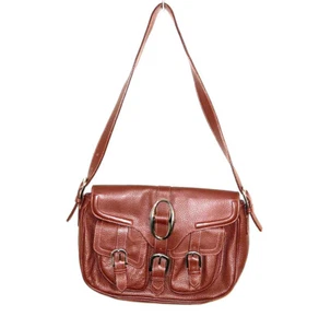 Borsa a tracolla BCBGMaxazria marrone ecopelle boho con tasche frontali - Foto 1 di 10