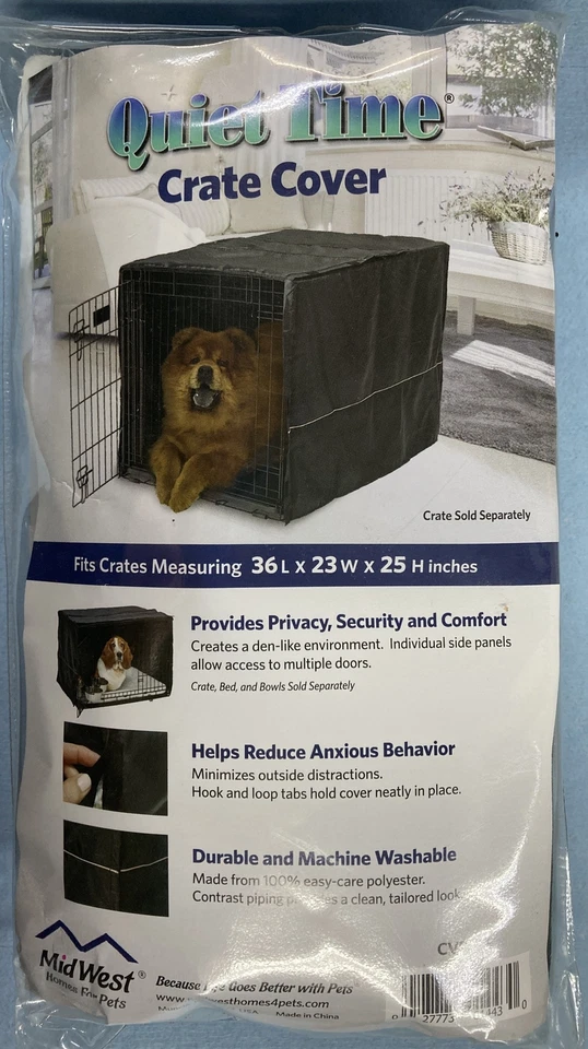 Midwest Quiet Time Dog Kennel, Cage, Crate Cover Black 36" x 23" x 25" Training - Image 1 of 1