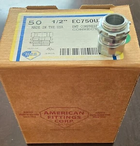 50 American Fittings Corp EC750US EMT Compression Connector 1/2" - Picture 1 of 2