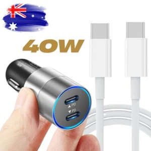 40W PD Fast Car Charger USB-C Type C Cable For iPhone 15 16 Pro Max Plus Samsung - Picture 1 of 18