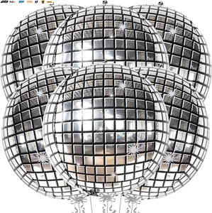 , Big Silver Disco Ball Balloons - 22 Inch, Pack of 6 Disco Party Decorations | - Picture 1 of 9