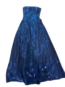 Vintage Jessica McClintock Gown Dress Blue Sz 8. Strapless, Padded, Raffle End - Picture 1 of 5