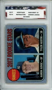 2017 Topps Heritage #214 Aaron Judge Purple Refractor Rookie AGC 10 Gem Mint - Picture 1 of 2