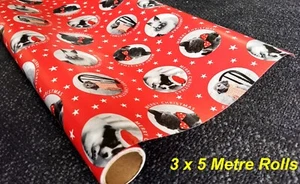 3 Rolls - Christmas Gift Wrapping Paper - Animal Lover's Theme 3 x 5m = 15 metre - Picture 1 of 4