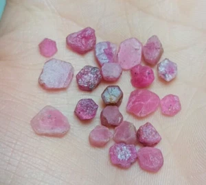 20 Pcs Ruby Rough Lot, Pink Ruby Specimen, Natural Ruby Rough Size 4 to 12mm. - Picture 1 of 5