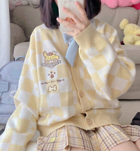 Sanrio Cinnamoroll Melody Kuromi Pom Pom Purin Loose knitted Cardigan Sweater