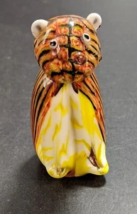 Mini estatuilla de vidrio artístico soplado a mano 23/4" TIGRE naranja negro blanco amarillo  - Imagen 1 de 10
