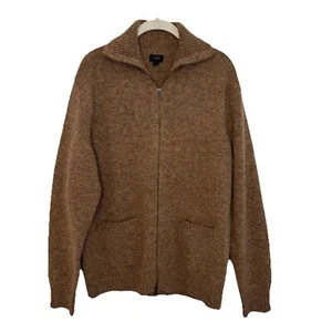 J. Crew Wool Full Zip Cardigan Sweater Knit Camel Tan Men’s L Large - Picture 1 of 15