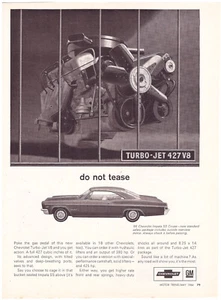 1966 Chevy Impala SS Coupe With 427 V8', Sharp B&W, USA Issue Magazine Ad - Picture 1 of 1