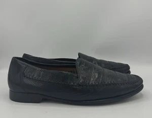 Mezlan Elda Black Genuine Reptile Leather Slip-on Loafers, Black, Size 11.5M - Picture 1 of 9