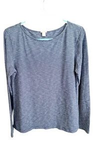 J Crew Womens L Shirt Blue White Striped Long Sleeve Pullover Boho Hippie Chic - Picture 1 of 5
