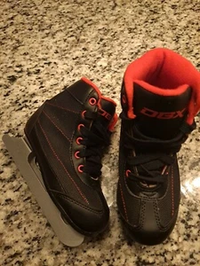 NEW DBX DOUBLE BLADE YOUTH / KIDS BLACK & RED ICE SKATES - SIze US 11K EUR 28 - Picture 1 of 4