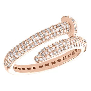 10K Rose Gold Round Diamond Spiral Statement Band 9mm Pave Ring 1/2 CT - Picture 1 of 5