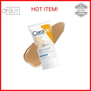 CeraVe Hydrating Mineral Sunscreen SPF 30 with Sheer Tint | Tinted Mineral Sunsc - Picture 1 of 2