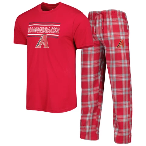 Men's Concepts Sport Red/Gray Arizona Diamondbacks Badge T-Shirt & Pants Sleep Cover