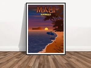 MAUI HAWAII Wall Art Vacation Print Beach Print Poster - Picture 1 of 10