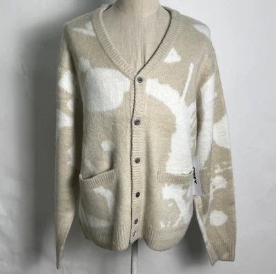 Cárdigan suéter Obey para hombre Luka salpicaduras crema/blanco talla XL NUEVO CON ETIQUETAS Shepard Fairey Foto 1 de 4