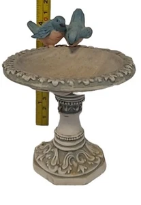 Miniature Blue Bird Bath Gnome Fairy Garden Doll House Figure Figurine - Picture 1 of 7