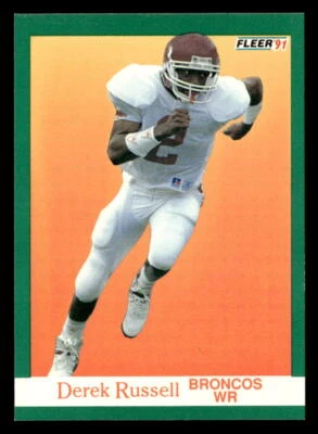Derek Russell 1991 Fleer Rookie Card #424 Denver Broncos - Image 1 of 2
