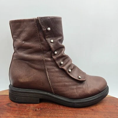 Botas Talladoras Miz Mooz Mujer 36/5.5 Cuero Marrón Motociclista Cremallera Volantes Tachonadas Foto 1 de 4