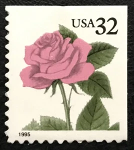 1995 Scott #2492, 32¢, PINK ROSE - Booklet Single - Mint NH - - Picture 1 of 1