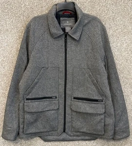 VICTORINOX Chaqueta Para Hombres XL Gris Mezcla de Lana Abrigo Espiga Ejército Suizo Cremallera Completa - Imagen 1 de 13