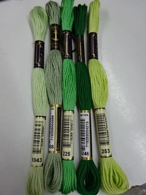 MEZ ANCHOR 5 Original Anchor Stickgarn/Sticktwist MEZ -Grüntöne - 6 fädig-teilbar