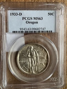 1933-D Oregon Commemorative Half Dollar PCGS MS63 Gem Quality Coin Rare Grade b1 - Picture 1 of 4