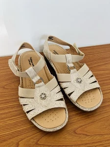 Cushion Walk Sandals Wedge Open Toe Summer Gladiator Slingback UK 6 Wide EEE NEW - Picture 1 of 8