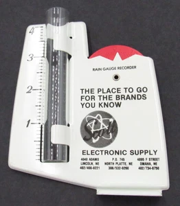 Vintage Rain Gauge with gauge Recorder Scott Electronic Supply 4" Omaha Nebraska - Picture 1 of 3