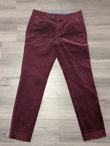 Bonobos Herren Burgunderrot Baumwolle Stretch Flache Vorderseite Cord Hose Größe 30x29 - Bild 1 von 7