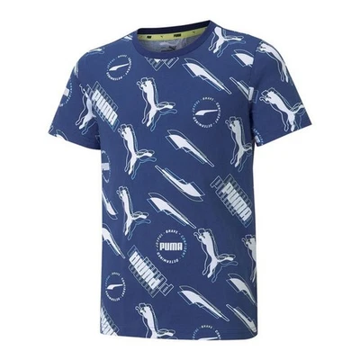Camiseta de Manga Corta Infantil Puma AOP Azul oscuro - Imagen 1 de 4