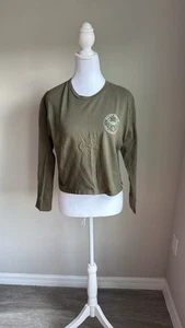 Salty Crew women’s olive green long sleeve crop top - Picture 1 of 6