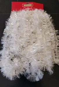 White Flocked 40 Ft Tinsel Garland Sparkly Indoor Outdoor Flame Retardant USA - Picture 1 of 5