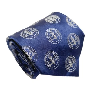 Medical Necktie Blue & Silver Geometric Pattern Men's Silk Neck Tie 58x4" - Picture 1 of 5