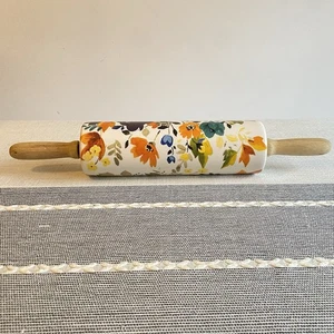 Pioneer Frau zeitlose florale Keramik 18" Nudelholz Holzgriffe nicht mehr produziert 2915DMT - Bild 1 von 10